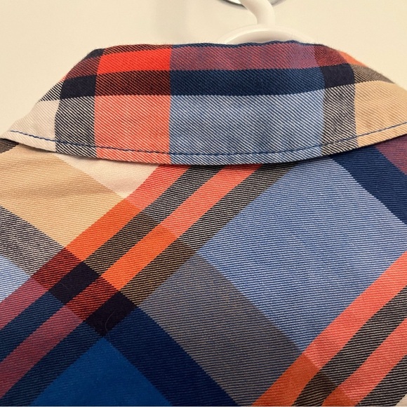 J. Crew Blue Orange Plaid Perfect Fit Button Down Size Small Petite - Picture 8 of 13